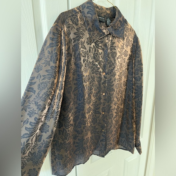 Vintage Liz Claiborne Metallic Button Up Blouse - Picture 2 of 4